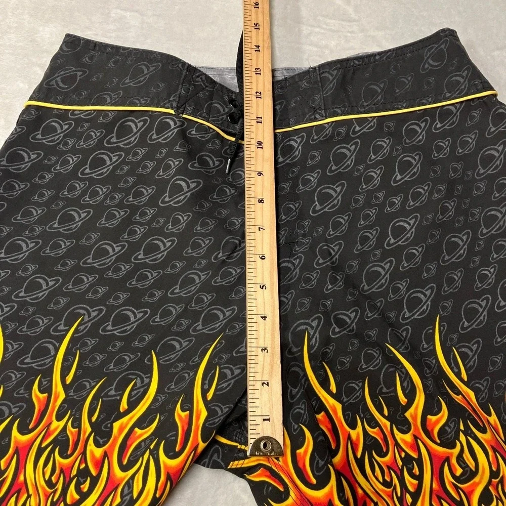 Vintage Y2K Lost Enterprises Board Shorts Flames Space AOP Made in USA Mens 34